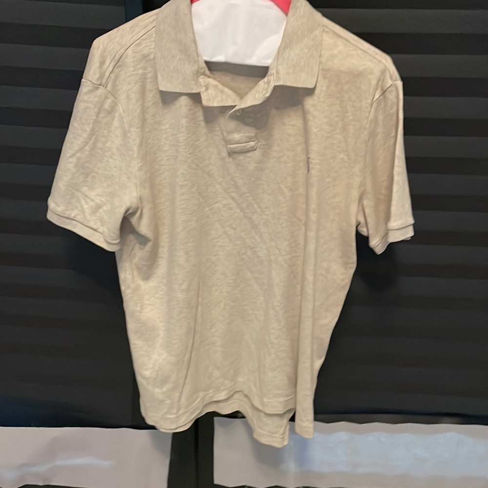 Men’s polo, size large, tan